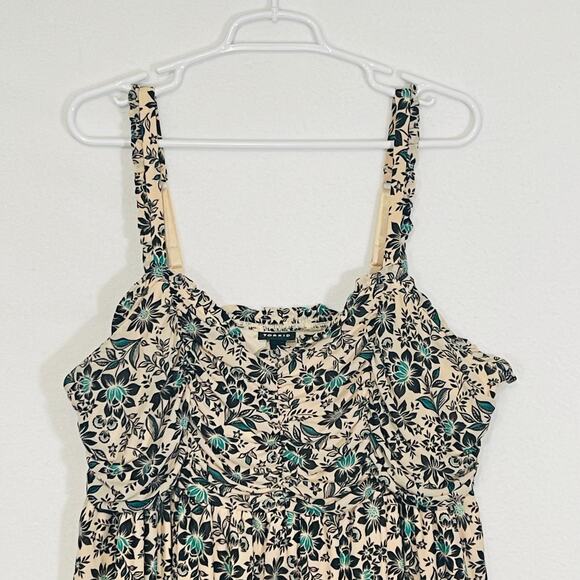 Torrid Tank Top Womens Plus 1X Cream Black Floral Sweetheart Babydoll Ruffle - Picture 8 of 8